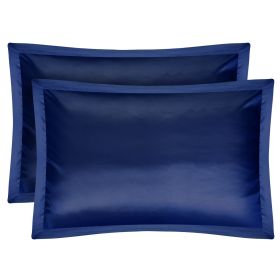 2 Pack Soft Silky Satin Pillow Case Hypoallergenic Breathable Bed Pillow Cover Queen Size Pillowcase Great for Hair Skin - Navy