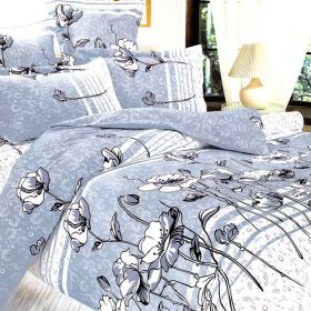 Blancho Bedding - [Pale Blue Lotus] 100% Cotton 4PC Duvet Cover Set (Full Size)(Comforter not included) - BLANCHOMH01033-2