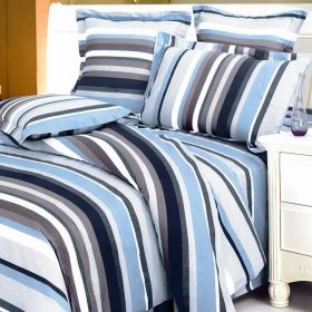 Blancho Bedding - [Blue Purple Stripes] 100% Cotton 3PC Duvet Cover Set (Twin Size)(Comforter not included) - BLANCHOMH01023-1