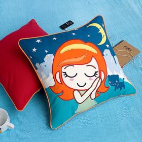 [Missing You] Embroidered Applique Pillow Cushion / Floor Cushion (19.7 by 19.7 inches) - ONITIVA-DP007