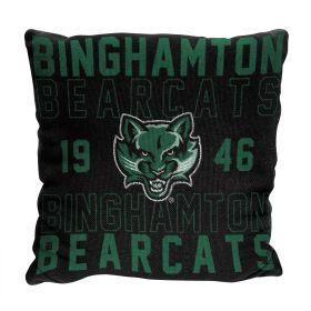 Binghamton OFFICIAL NCAA "Stacked" Woven Pillow; 20" x 20" - 1COL/13002/1162/RET