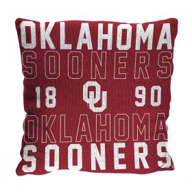 Oklahoma OFFICIAL NCAA "Stacked" Woven Pillow; 20" x 20" - 1COL/13002/0012/RET