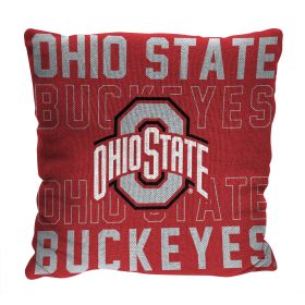 Ohio State OFFICIAL NCAA "Stacked" Woven Pillow; 20" x 20" - 1COL/13002/0007/RET