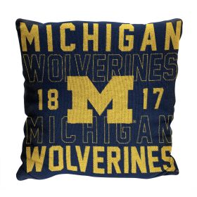 Michigan OFFICIAL NCAA "Stacked" Woven Pillow; 20" x 20" - 1COL/13002/0021/RET