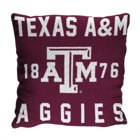 Texas A&M OFFICIAL NCAA "Stacked" Woven Pillow; 20" x 20" - 1COL/13002/0034/RET