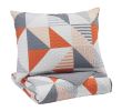 Ashley Layne Gray+Orange Contemporary 2-Piece Twin Coverlet Set Q408001T - as Pic
