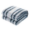 Back Printing Shaved Flannel Plush Blanket; Blue Stripe Blanket for Bed or Sofa; 60&quot; x 80&quot; (Set of 2) - as Pic