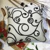 [Black Swirl] Decorative Pillow Cushion / Floor Cushion (23.6 by 23.6 inches) - BETTINO-FJ-023