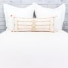 Moroccan Handwoven Cactus Silk Lumbar Pillow 14 x 36 Embroidered cushion - Diamond White