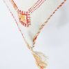Moroccan Handwoven Cactus Silk Lumbar Pillow 14 x 36 Embroidered cushion - Diamond White