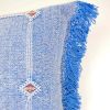 Moroccan Handwoven Cactus Silk Lumbar Pillow 14 x 36 Embroidered cushion - Blue
