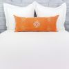 Moroccan Handwoven Cactus Silk Lumbar Pillow 14 x 36 Embroidered cushion - Orange