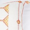 Moroccan Handwoven Cactus Silk Lumbar Pillow 14 x 36 Embroidered cushion - Diamond White