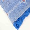Moroccan Handwoven Cactus Silk Lumbar Pillow 14 x 36 Embroidered cushion - Blue