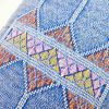 Moroccan Handwoven Cactus Silk Lumbar Pillow 14 x 36 Embroidered cushion - Blue