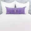 Moroccan Handwoven Cactus Silk Lumbar Pillow 14 x 36 Embroidered cushion - Violet