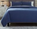 Ashley Ryter Navy Casual 3-Piece King Coverlet Set Q723003K - as Pic