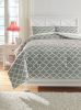 Ashley Media Gray+White Casual 3-Piece Full Comforter Set Q790003F - as Pic