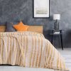 Back Printing Shaved Flannel Plush Blanket; Light Brown Stripe Blanket for Bed or Sofa; 80&quot; x 90&quot; (2 Pack Set of 2) - as Pic