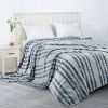 Back Printing Shaved Flannel Plush Blanket; Blue Stripe Blanket for Bed or Sofa; 80&quot; x 90&quot; - as Pic