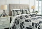 Ashley Ellowyn Black+Gray+Bone Contemporary Queen Comforter Set Q904003Q - as Pic