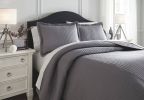 Ashley Raleda Gray Contemporary 3-Piece Queen Coverlet Set Q498003Q - as Pic