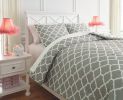 Ashley Media Gray+White Casual 3-Piece Full Comforter Set Q790003F - as Pic