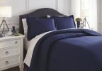 Ashley Raleda Navy Contemporary 3-Piece King Coverlet Set Q497003K - as Pic