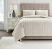 Ashley Hesper Bone Contemporary Queen Coverlet Set Q717013Q - as Pic
