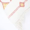 Moroccan Handwoven Cactus Silk Lumbar Pillow 14 x 36 Embroidered cushion - White