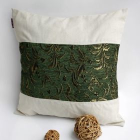 Onitiva - [Exquisite Emerald] Linen Patch Work Pillow Cushion Floor Cushion (19.7 by 19.7 inches)