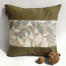 Onitiva - [Deep Woods] Linen Stylish Patch Work Pillow Cushion Floor Cushion (19.7 by 19.7 inches)
