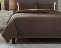 Ashley Ryter Brown Casual 3-Piece King Coverlet Set Q722003K - as Pic