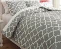 Ashley Media Gray+White Casual 3-Piece Full Comforter Set Q790003F - as Pic