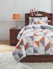 Ashley Layne Gray+Orange Contemporary 2-Piece Twin Coverlet Set Q408001T - as Pic