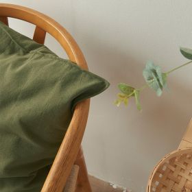 Retro Pure Color Washed Cotton Pillow (Option: Moss Green-30x50cm pillowcase)