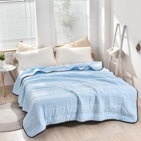 Pure Color Washed Air Conditioner Summer Cooling Thin Single Double Washable Quilt (Option: Sky Blue-150x200)