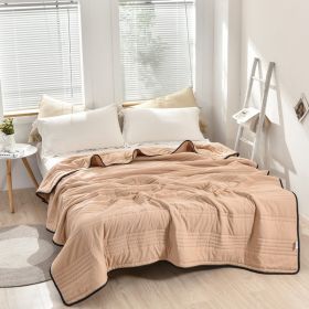 Pure Color Washed Air Conditioner Summer Cooling Thin Single Double Washable Quilt (Option: Camel-200x230)