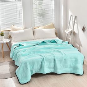 Pure Color Washed Air Conditioner Summer Cooling Thin Single Double Washable Quilt (Option: Water Green-150x200)